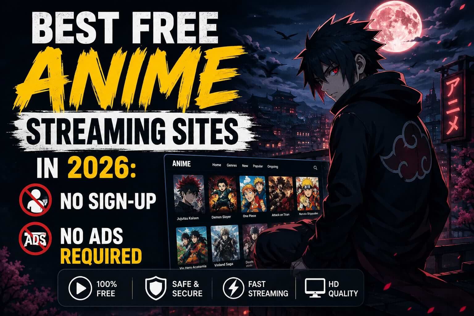 Best Free Anime Streaming Sites in 2026 No Sign-Up, No Ads Required
