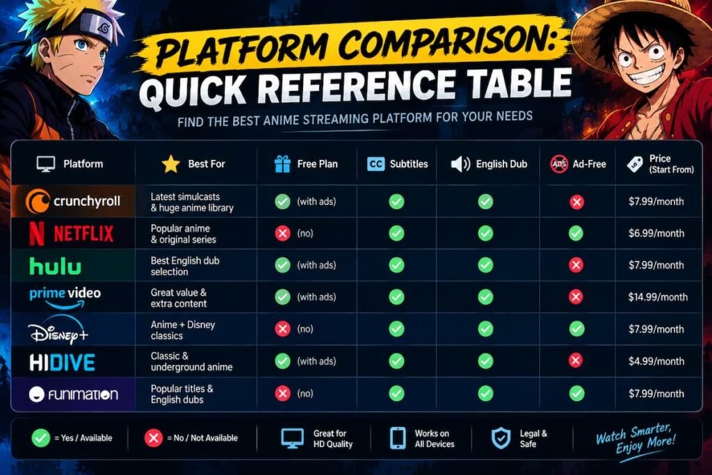 Platform Comparison Quick Reference Table