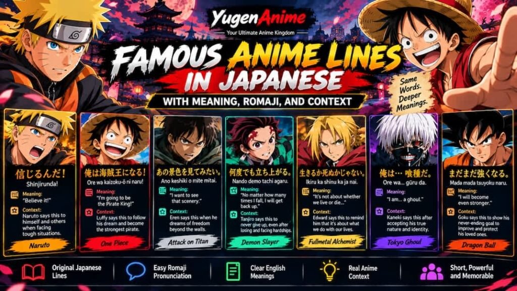 Famous Anime Lines in Japanese With Meaning