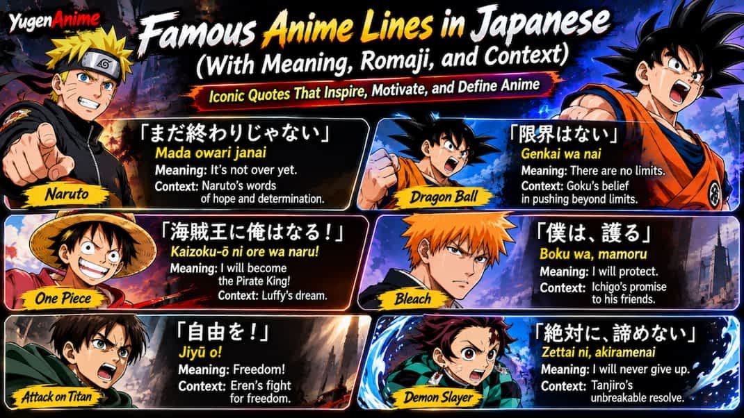 Famous Anime Lines in Japanese (With Meaning, Romaji, and Context)