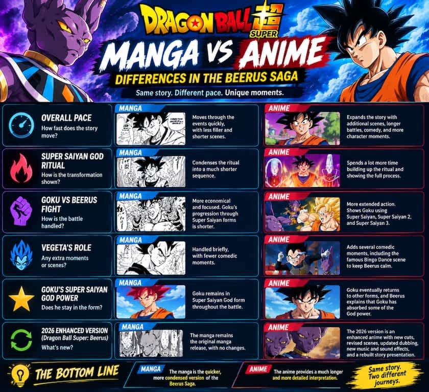 Manga vs Anime Differences in the Beerus Saga